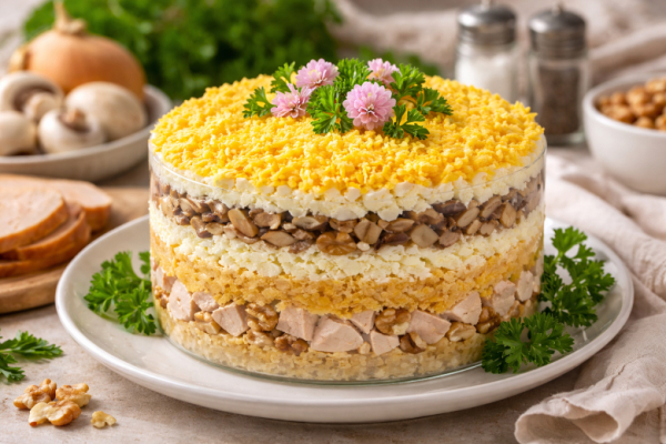 Салат &laquo;Счастливая женщина&raquo; &mdash; слоеный, нежный и исчезает со стола первым. Гости всегда просят рецепт