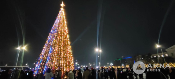 Огни на главной новогодней елке города зажгли в Семее